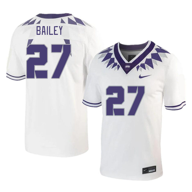Men #27 Jordyn Bailey TCU Horned Frogs 2023 College Footbal Jerseys Stitched-White